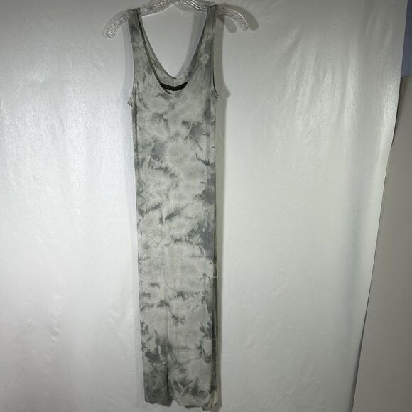 Enza Costa Silk Blend Ribbed Tank Midi Dress in Vapor Ionic Gray Sz L Tie Dye - Picture 8 of 14